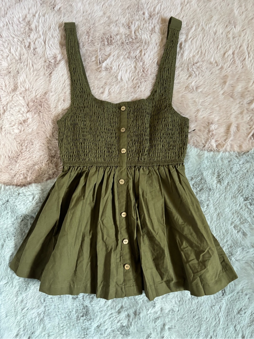 Blanque olive green smocked tank top